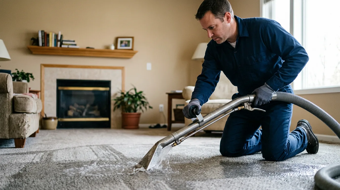 Water damage restoration technician working near Fort Atkinson, WI
